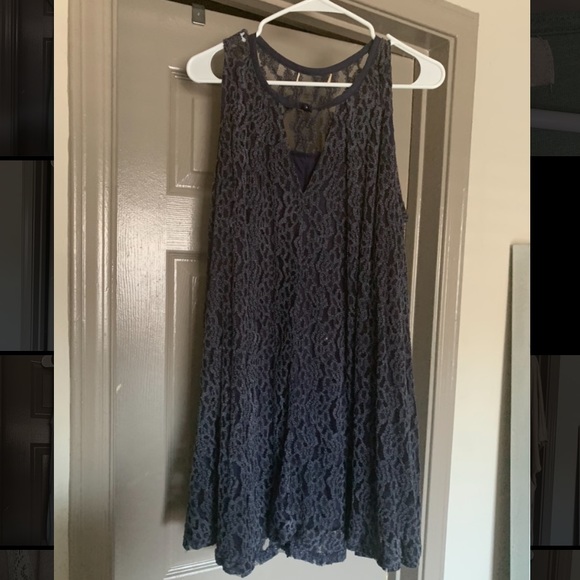 Navy Lace Boutique Dress - Picture 2 of 2